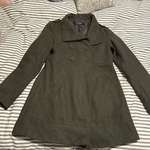 Olive green pea coat medium